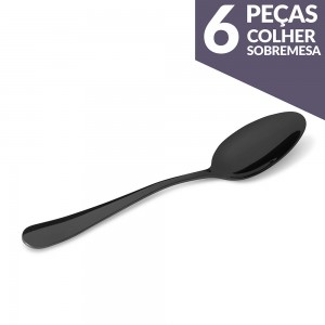 COLHER ELITE PRETA SOBREMESA C/6  GOURMET MIX