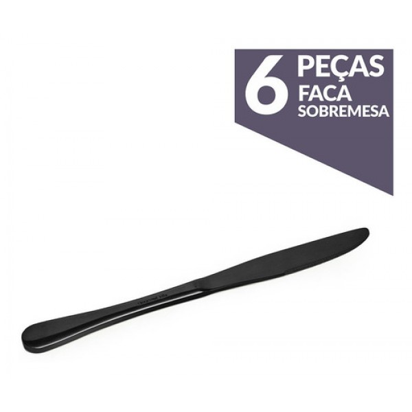 FACA ELITE PRETA SOBREMESA C/6 GOURMET MIX