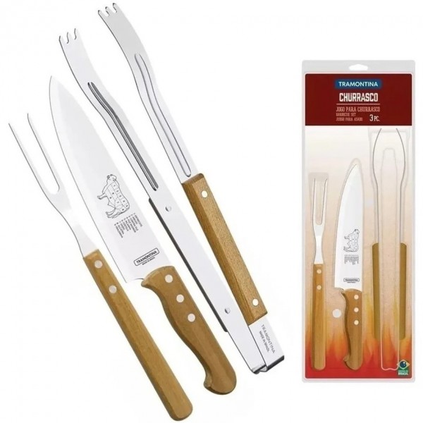 JOGO CHURRASCO INOX 3PC TRAMONTINA